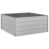 Garden Raised Bed 100x100x45 cm Galvanized Steel Silver - Front View