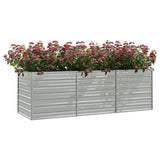 Garden Raised Bed 240x80x77 cm Galvanized Steel Silver - Side View
