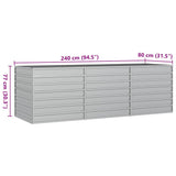Garden Raised Bed 240x80x77 cm Galvanized Steel Silver