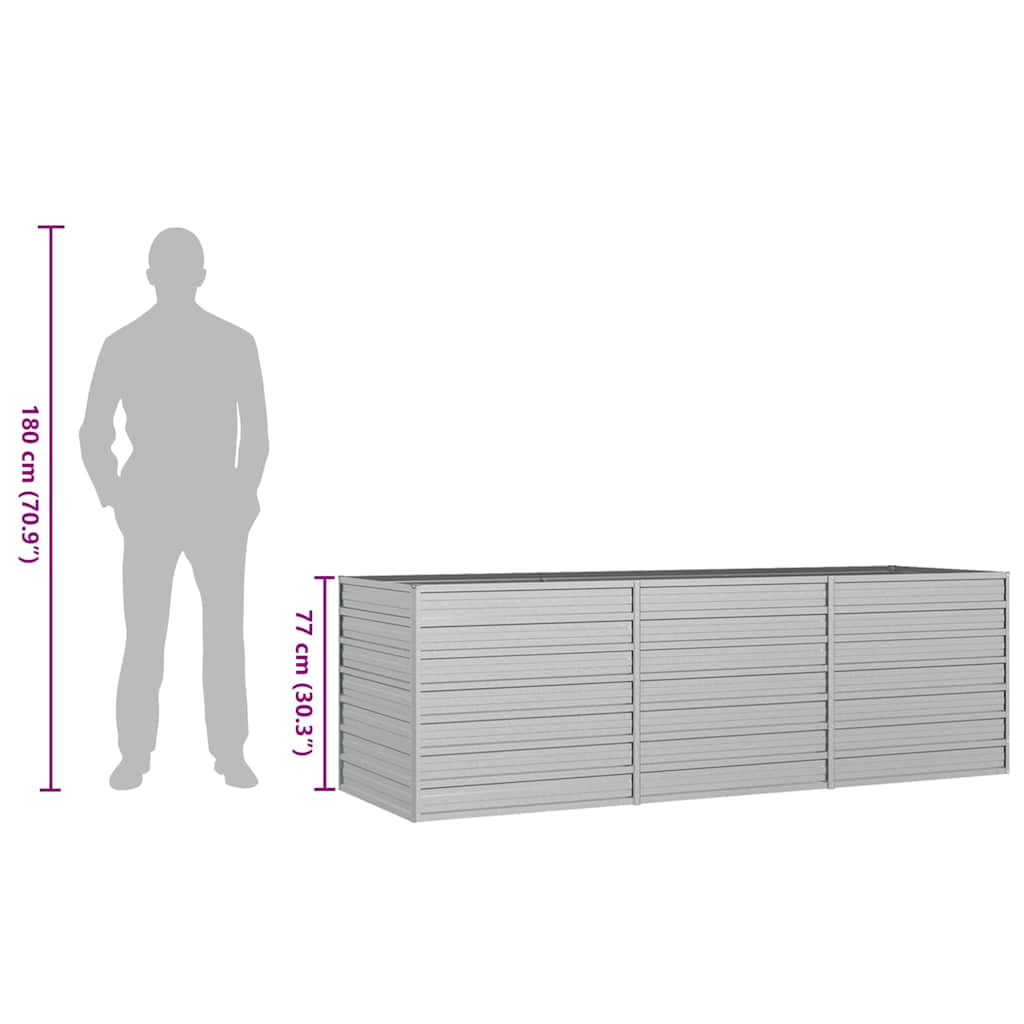 Garden Raised Bed 240x80x77 cm Galvanized Steel Silver