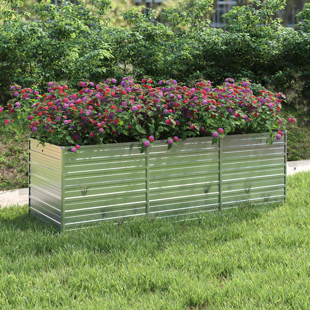 Garden Raised Bed 240x80x77 cm Galvanized Steel Silver