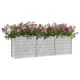 Garden Raised Bed 240x40x77 cm Galvanized Steel Silver - Side View