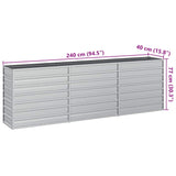 Garden Raised Bed 240x40x77 cm Galvanized Steel Silver - Close-Up Angle