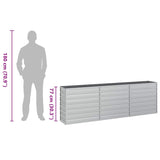 Garden Raised Bed 240x40x77 cm Galvanized Steel Silver - Low Angle