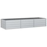 Garden Raised Bed 240x80x45 cm Galvanized Steel Silver - Front View