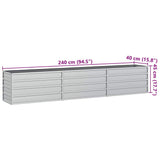 Garden Raised Bed 240x40x45 cm Galvanized Steel Silver