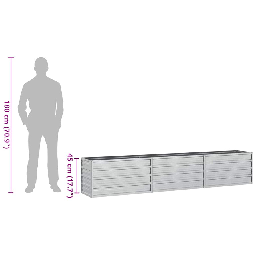 Garden Raised Bed 240x40x45 cm Galvanized Steel Silver