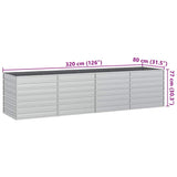 Garden Raised Bed 320x80x77 cm Galvanized Steel Silver - Close-Up Angle