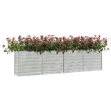 Garden Raised Bed 320x40x77 cm Galvanized Steel Silver - Side View