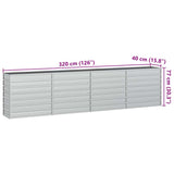 Garden Raised Bed 320x40x77 cm Galvanized Steel Silver