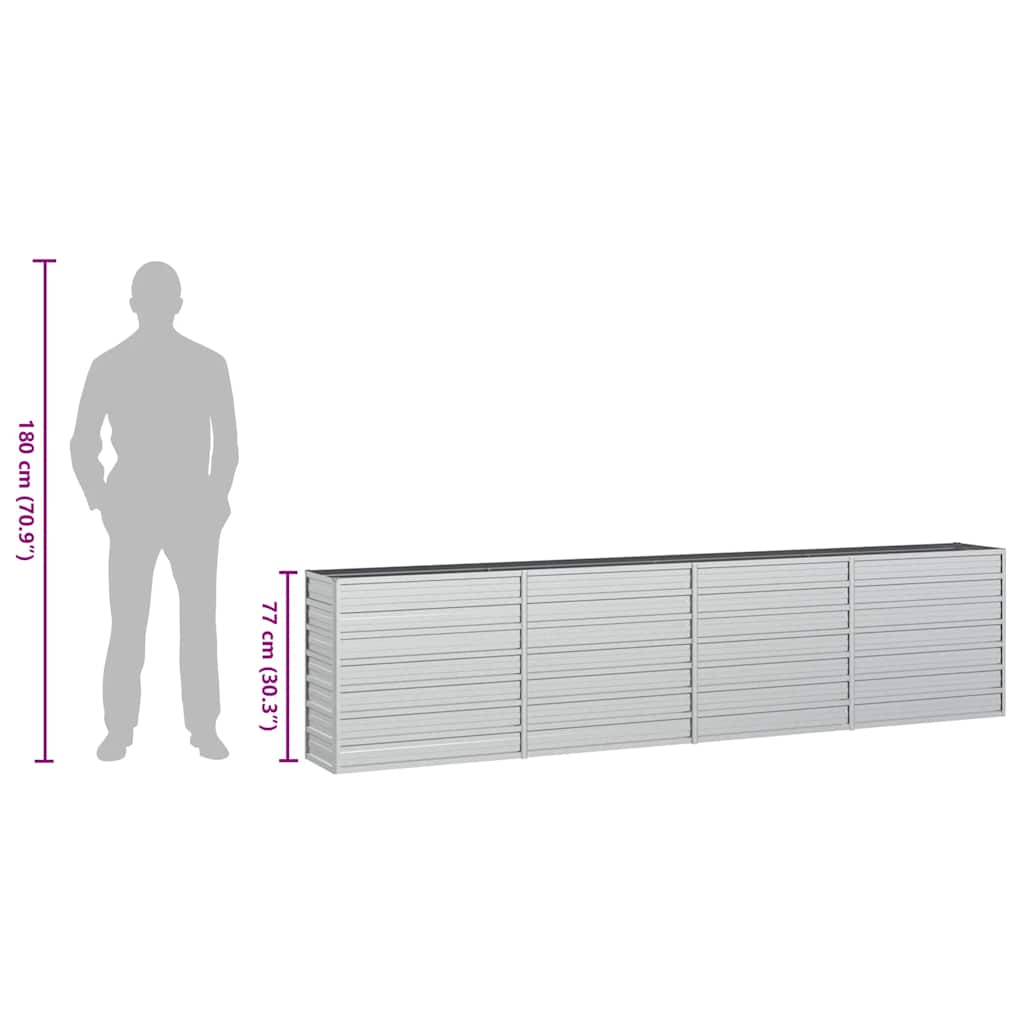 Garden Raised Bed 320x40x77 cm Galvanized Steel Silver