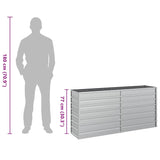 Garden Raised Bed 160x40x77 cm Galvanized Steel Silver - Low Angle