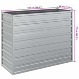 Garden Raised Bed 100x40x77 cm Galvanized Steel Silver - Close-Up Angle