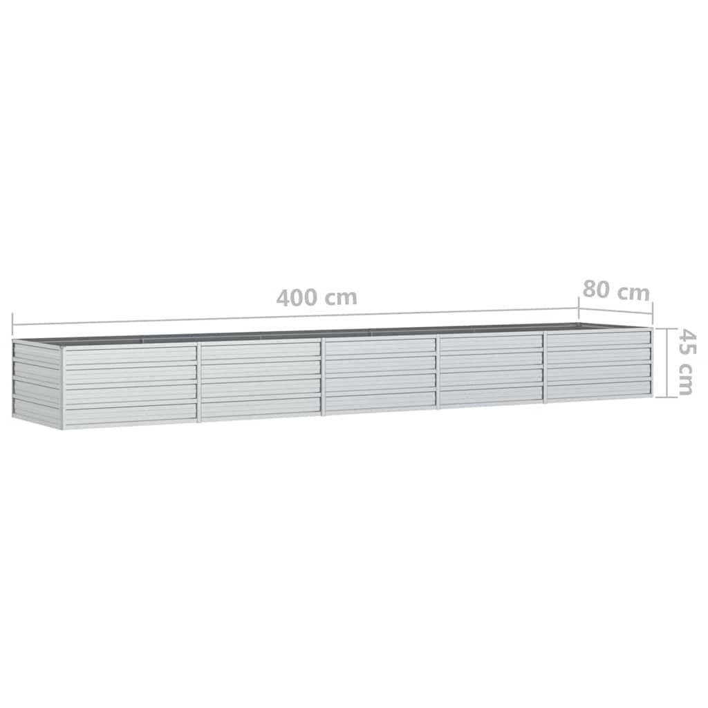 Garden Raised Bed 400x80x45 cm Galvanized Steel Silver