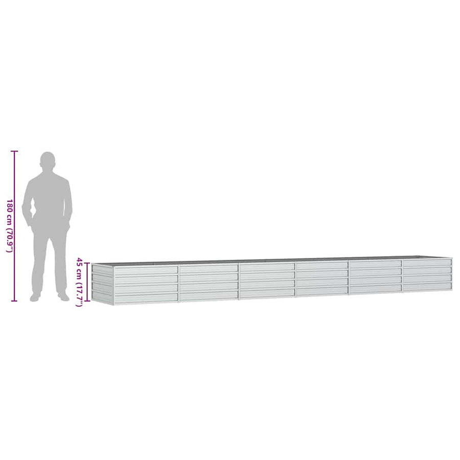 Garden Raised Bed 480x80x45 cm Galvanized Steel Silver