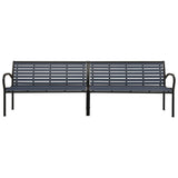 Twin Garden Bench 251 cm Steel and WPC Black