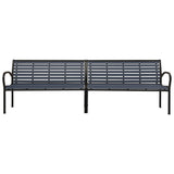 Twin Garden Bench 251 cm Steel and WPC Black - Side View