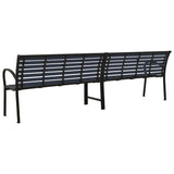 Twin Garden Bench 251 cm Steel and WPC Black - 45-Degree Angle