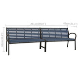 Twin Garden Bench 251 cm Steel and WPC Black - Close-Up Angle
