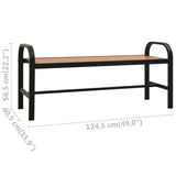 Garden Bench 124.5 cm Steel and WPC Brown and Black - Rear View