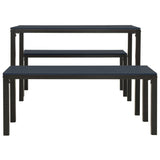 3 Piece Garden Dining Set Steel and WPC Black - Top-Down View