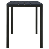 3 Piece Garden Dining Set Steel and WPC Black - Close-Up Angle