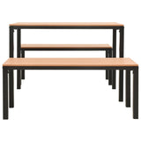 3 Piece Garden Dining Set Steel and WPC Brown and Black - Top-Down View