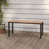 Garden Bench 110 cm Steel and WPC Brown and Black