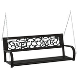 Garden Swing Bench 125 cm Steel and Plastic Black - Front View