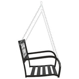 Garden Swing Bench 125 cm Steel and Plastic Black - 45-Degree Angle
