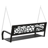 Garden Swing Bench 125 cm Steel and Plastic Black - Rear View