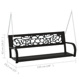 Garden Swing Bench 125 cm Steel and Plastic Black - Low Angle