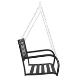 Garden Swing Bench 125 cm Steel and Plastic Black - 45-Degree Angle