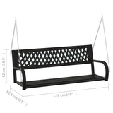 Garden Swing Bench 125 cm Steel and Plastic Black - Low Angle