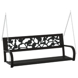 Garden Swing Bench 125 cm Steel and Plastic Black - Front View
