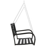 Garden Swing Bench 125 cm Steel and Plastic Black - 45-Degree Angle