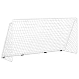 Football Goal with Net White 366x122x182 cm Steel - Front View