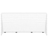 Football Goal with Net White 366x122x182 cm Steel - Side View