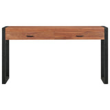 Desk with 2 Drawers 120x40x75 cm Solid Wood Teak - Front View