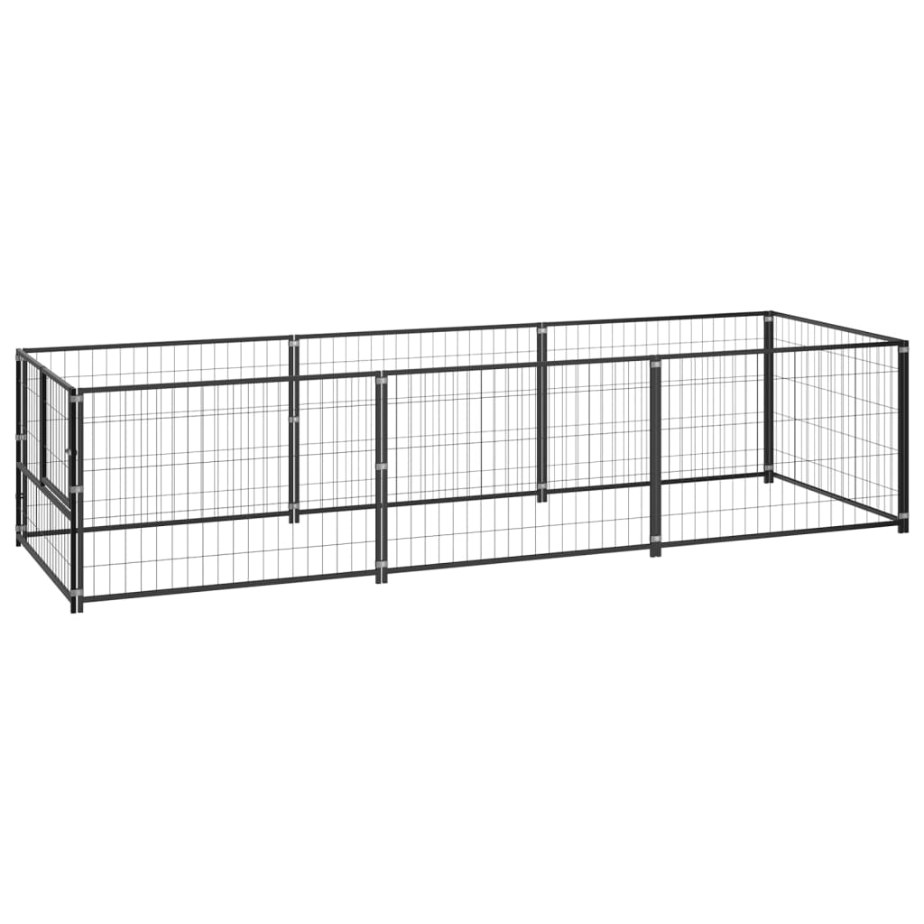Dog Kennel Black 3 m? Steel