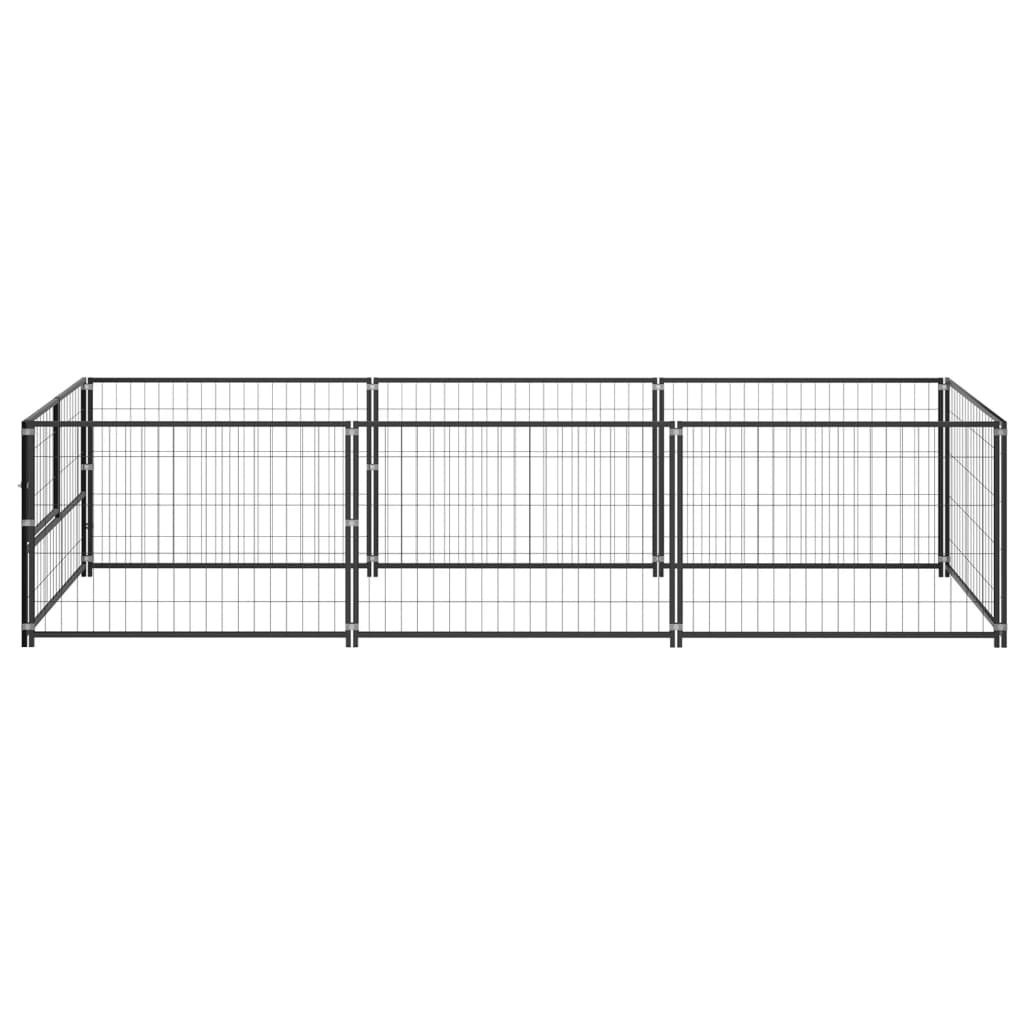 Dog Kennel Black 3 m? Steel