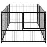 Dog Kennel Black 3 m² Steel - Side View