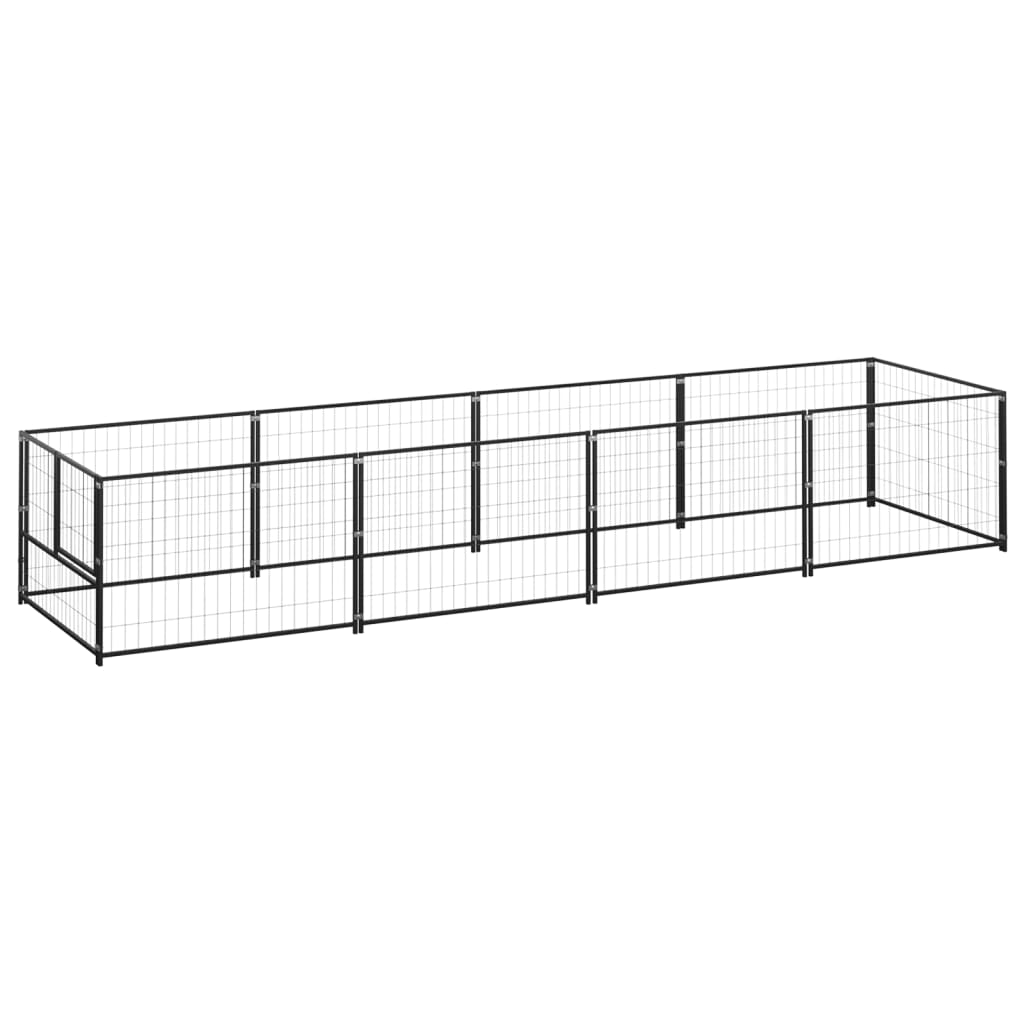 Dog Kennel Black 4 m? Steel