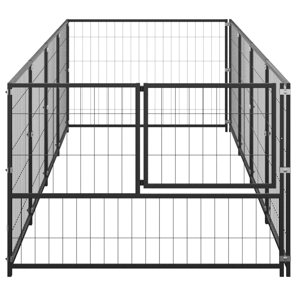 Dog Kennel Black 4 m? Steel