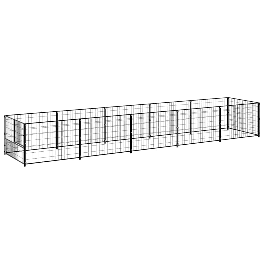 Dog Kennel Black 5 m² Steel