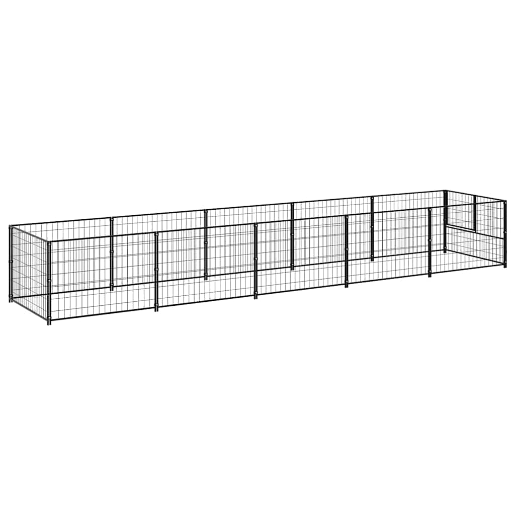 Dog Kennel Black 5 m² Steel