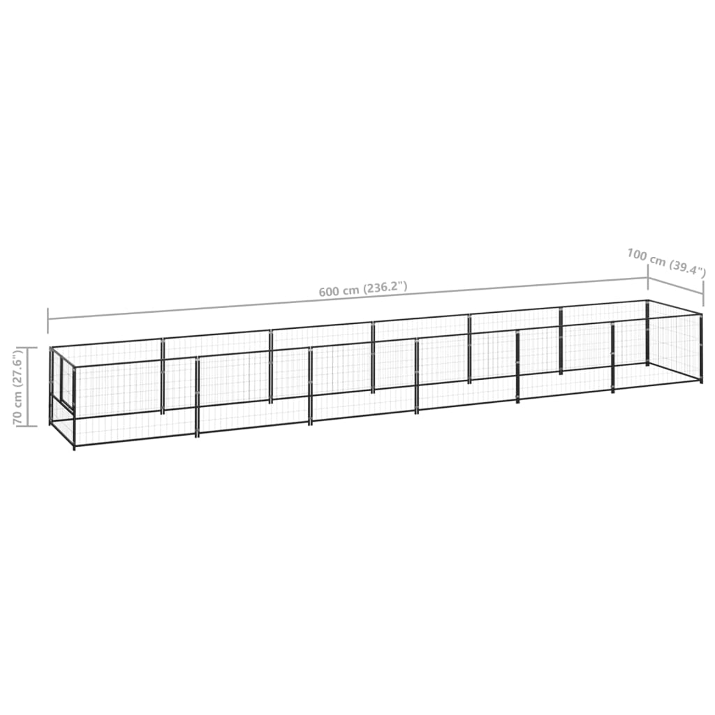 Dog Kennel Black 6 m? Steel