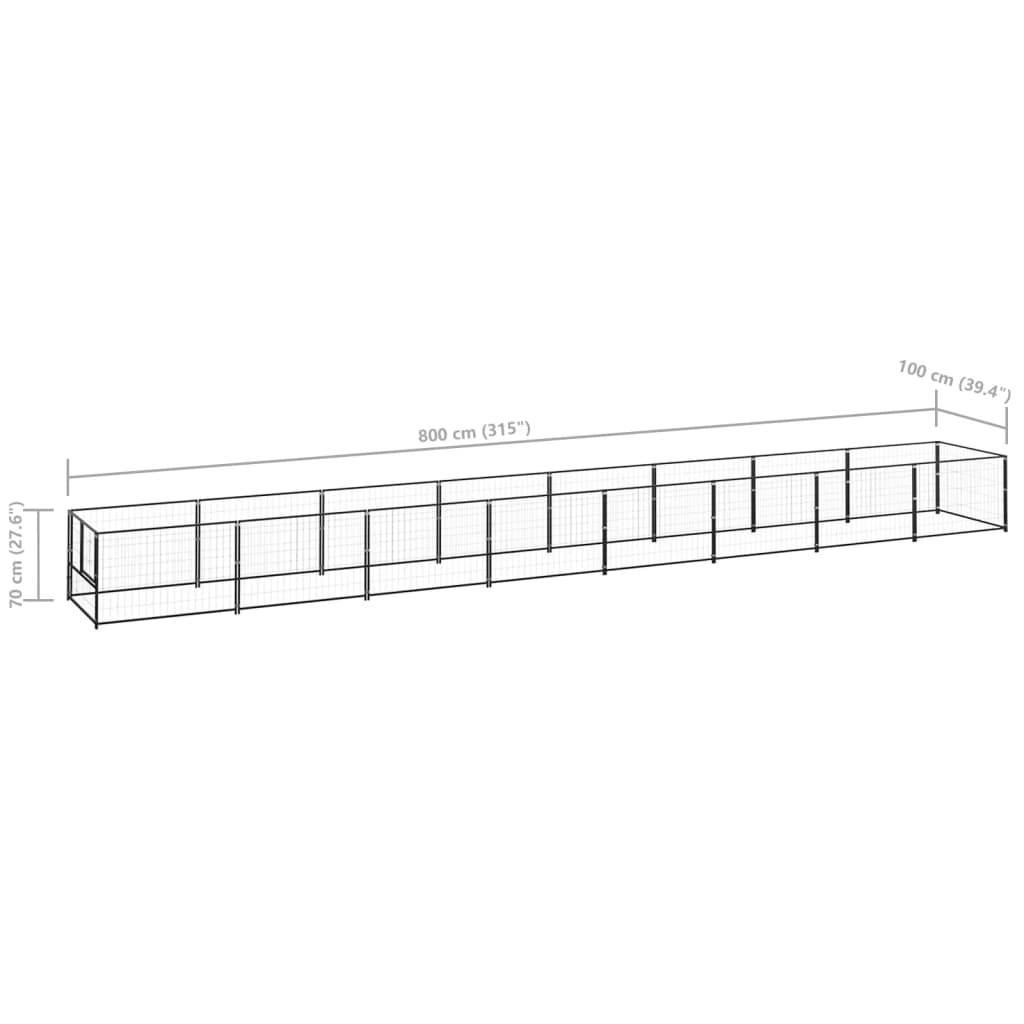 Dog Kennel Black 8 m? Steel