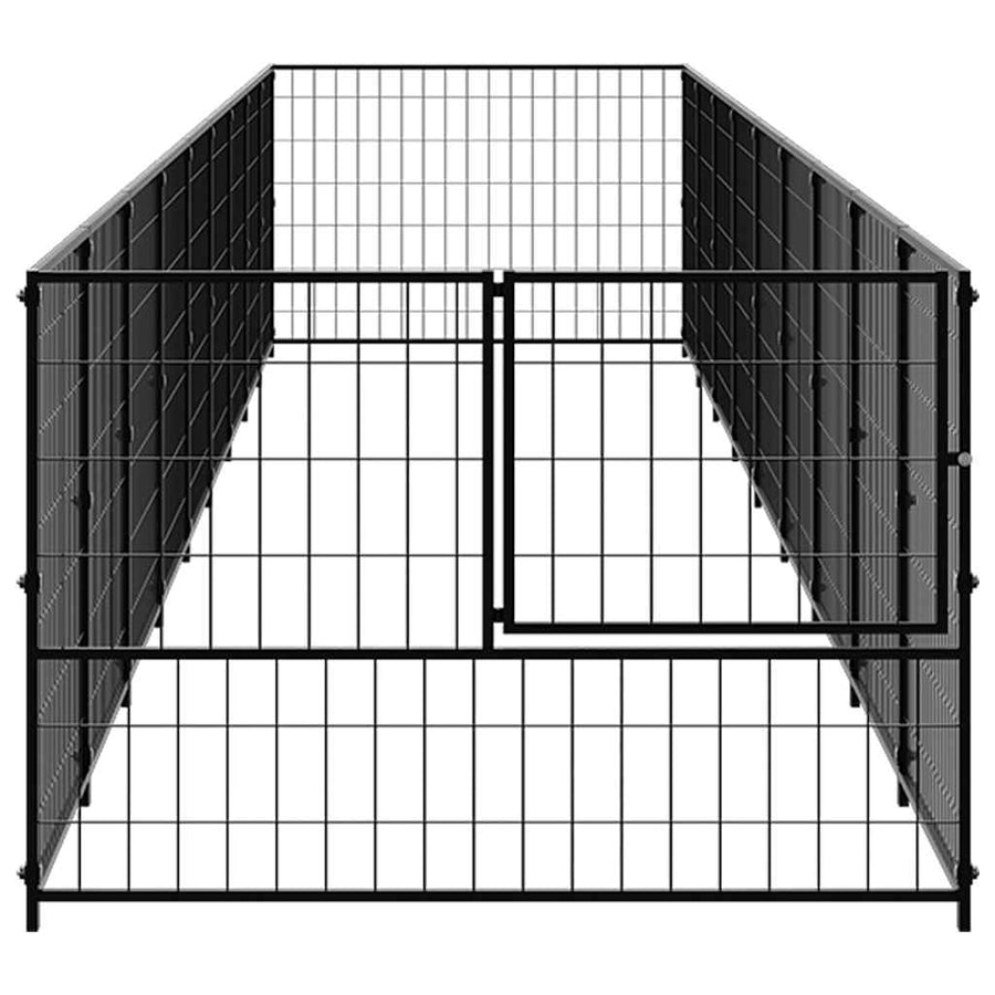 Dog Kennel Black 9 m² Steel
