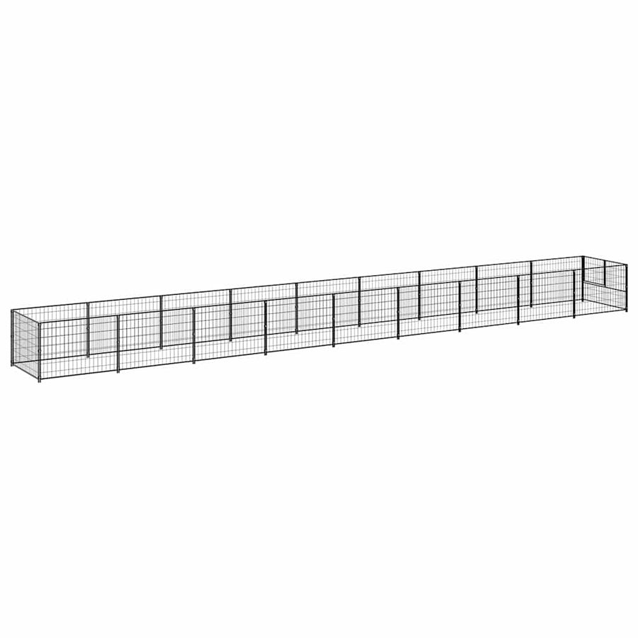Dog Kennel Black 9 m² Steel